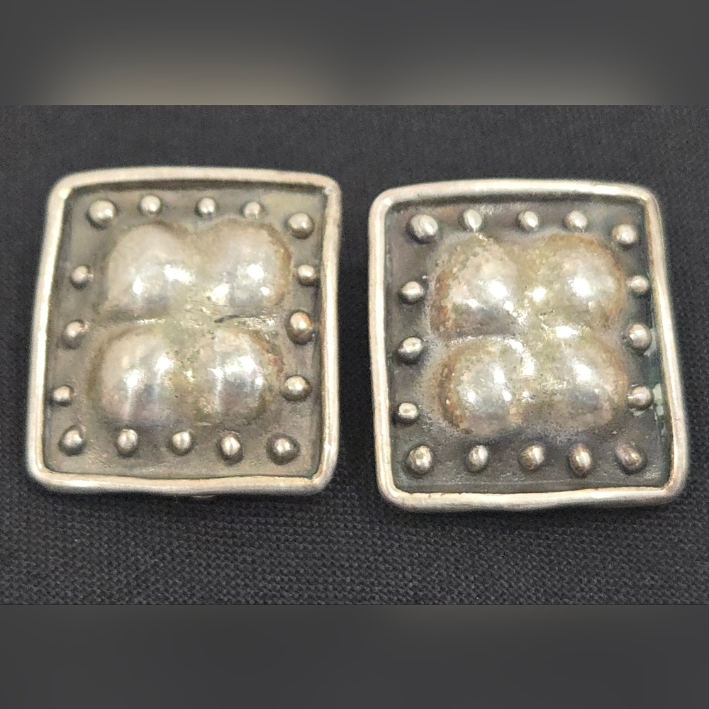 Vintage Sterling Silver N.Y.C 76 Clip On Earings